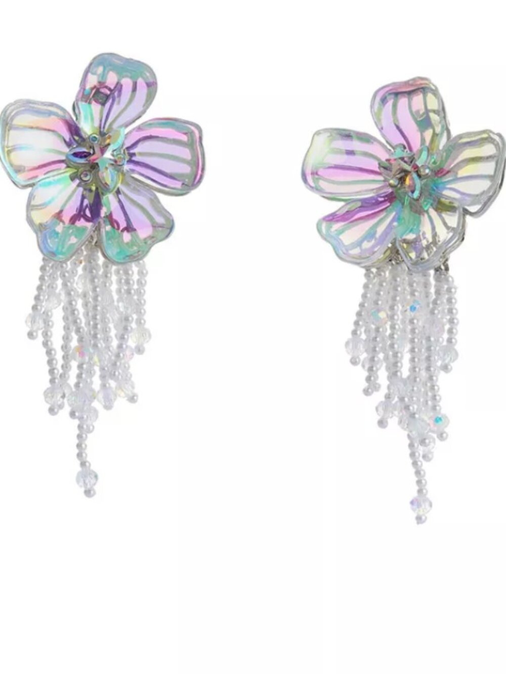 Betsey Johnson Garden Glam Flower Petal Fringe Earrings